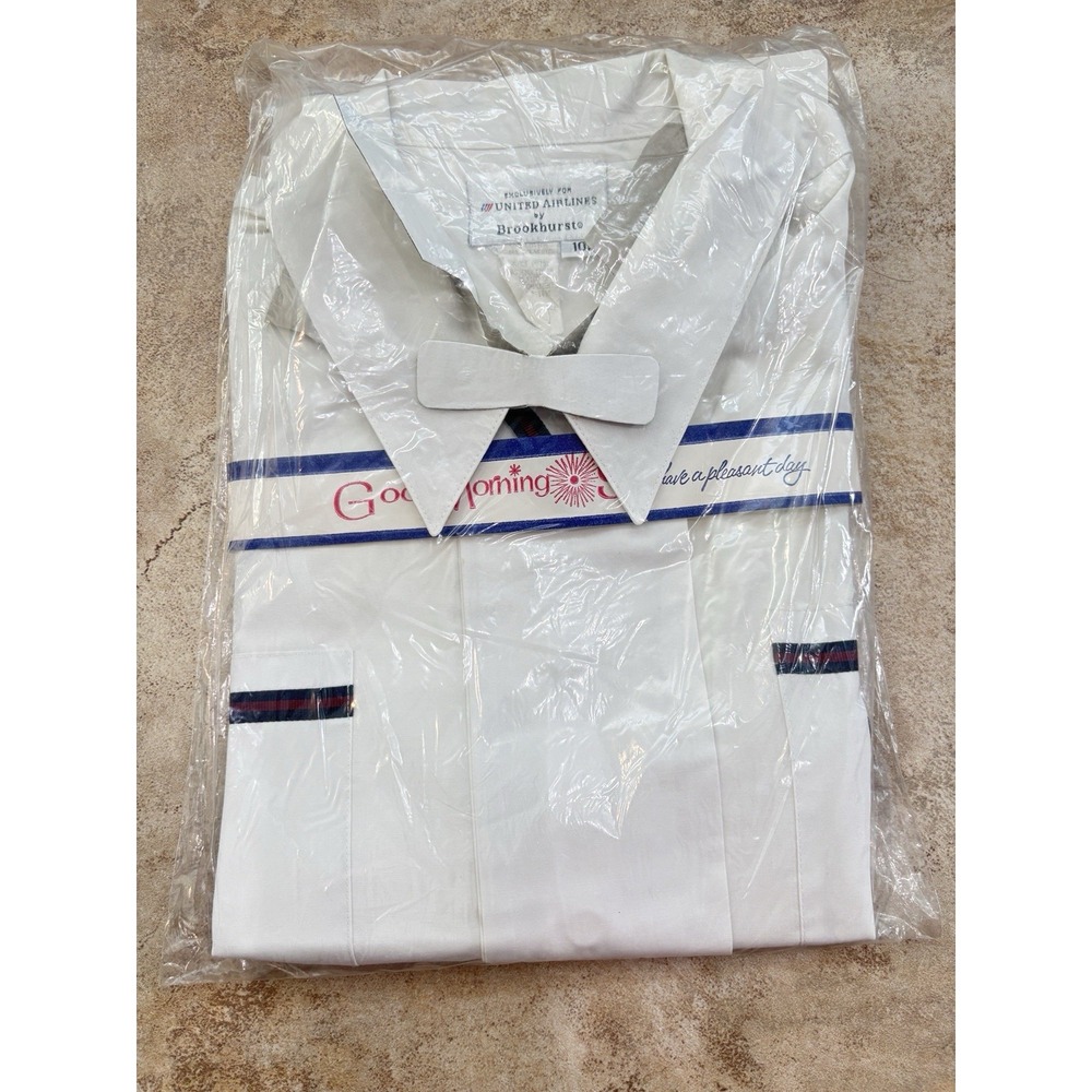 Vintage United Airlines Flight Attendant Uniform Shirt Blouse Size 10R S/S